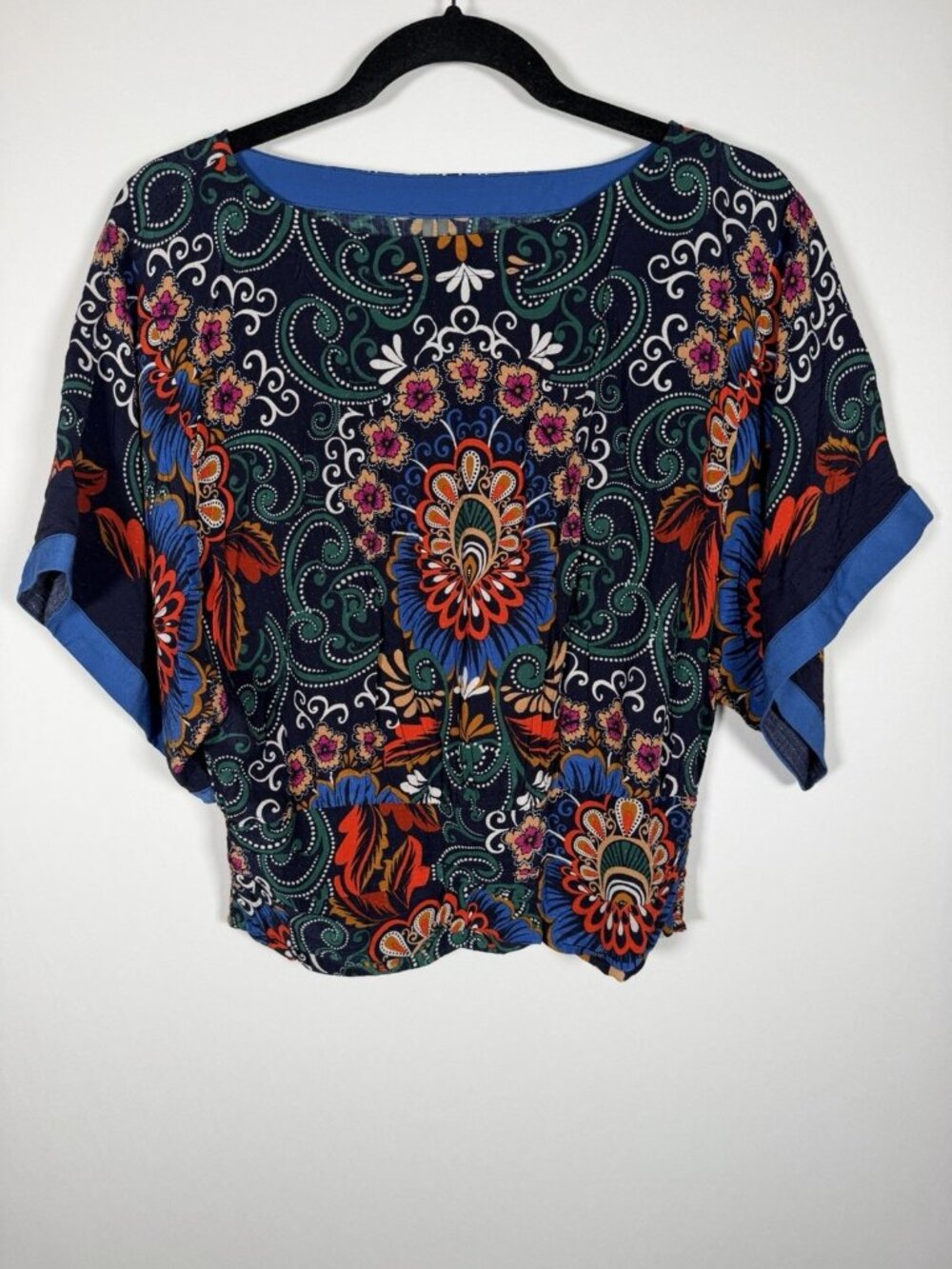 Anthropologie bohemian paisley colorful kimono sleeves festival top XS hippie